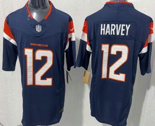 Denver Broncos #12 Rj Harvey Limited Navy FUSE Vapor Jersey