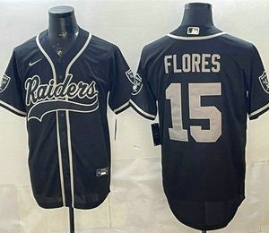 Las Vegas Raiders #15 Tom Flores Black Cool Base Stitched Jersey