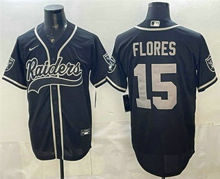 Las Vegas Raiders #15 Tom Flores Black Cool Base Stitched Jersey