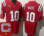 New England Patriots #10 Drake Maye Limited Red Captain Patch FUSE Vapor Jersey