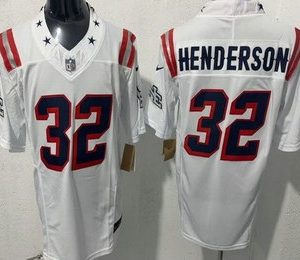 New England Patriots #32 TreVeyon Henderson Limited White Rivalries FUSE Vapor Jersey