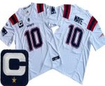 New England Patriots #10 Drake Maye Limited White Captain Patch FUSE Vapor Jersey