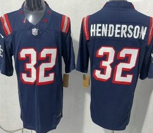 New England Patriots #32 TreVeyon Henderson Limited Navy Rivalries FUSE Vapor Jersey