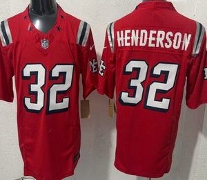 New England Patriots #32 TreVeyon Henderson Limited Red Rivalries FUSE Vapor Jersey