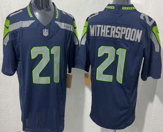 Seattle Seahawks #21 Devon Witherspoon Limited Navy FUSE Vapor Jersey