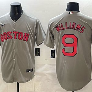 Boston Red Sox #9 Ted Williams Grey Cool Base Stitched Jersey