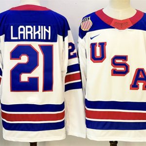 USA #21 Dylan Larkin White 2025-2026 Stitched Jersey