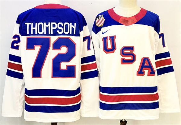 USA #72 Tage Thompson White 2025-2026 Stitched Jersey