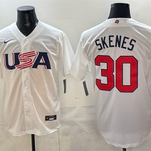 USA #30 Paul Skenes White World Classic Stitched Jersey