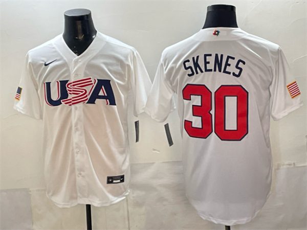 USA #30 Paul Skenes White World Classic Stitched Jersey
