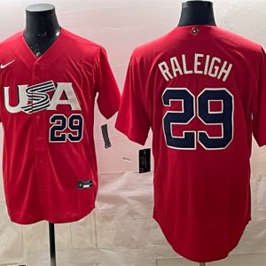 USA #29 Cal Raleigh 2023 Red World Classic Stitched Jersey
