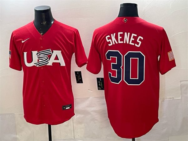 USA #30 Paul Skenes Red World Classic Stitched Jersey