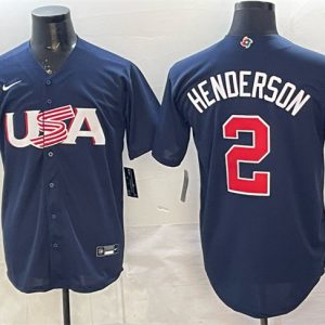 USA #2 Gunnar Henderson Navy World Classic Stitched Jersey