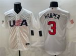 USA #3 Bryce Harper White World Classic Stitched Jersey