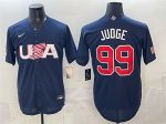 USA #99 Aaron Judge 2023 Navy World Classic Stitched Jersey