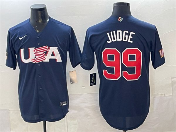 USA #99 Aaron Judge 2023 Navy World Classic Stitched Jersey