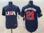 USA #21 Pete Crow-Armstrong Navy World Classic Stitched Jersey