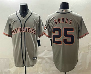 San Francisco Giants #25 Barry Bonds Gray Cool Base Jersey