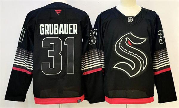 Seattle Kraken #31 Philipp Grubauer Black 2026 Alternate Stitched Jersey