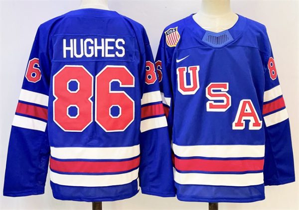 USA #86 Jack Hughes Blue 2025-2026 Stitched Jersey