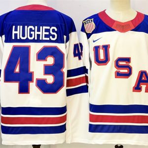 USA #43 Quinn Hughes White 2025-2026 Stitched Jersey