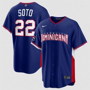Dominican Republic #22 Juan Soto Navy 2026 World Classic Road Stadium Stitched Jersey