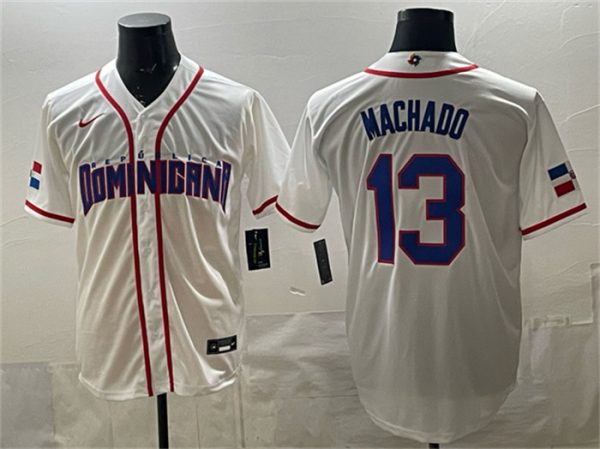 Dominican Republic #13 Manny Machado White 2026 World Classic Home Stadium Stitched Jersey