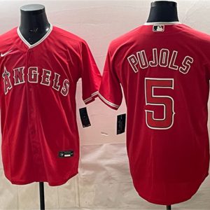 Los Angeles Angels #5 Albert Pujols Red Stitched Jersey