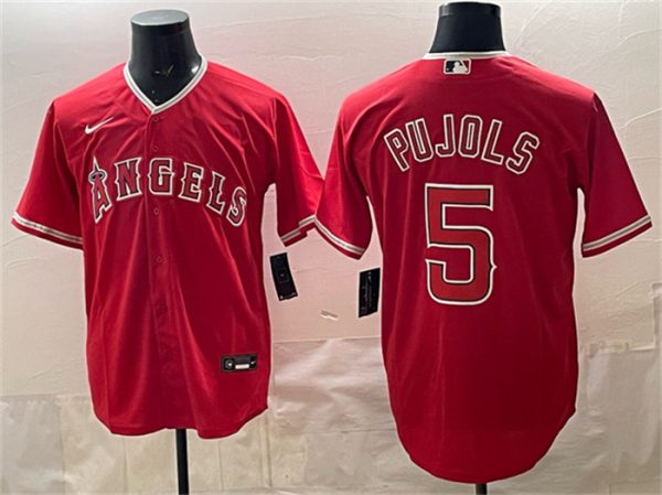 Los Angeles Angels #5 Albert Pujols Red Stitched Jersey