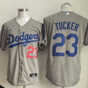 Los Angeles Dodgers #23 Kyle Tucker Grey Cool Base Limited Stitched Jersey