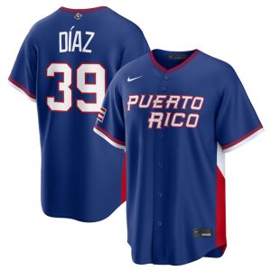 Puerto Rico #39 Edwin D¨ªaz Blue 2026 World Classic Road Stadium Stitched Jersey