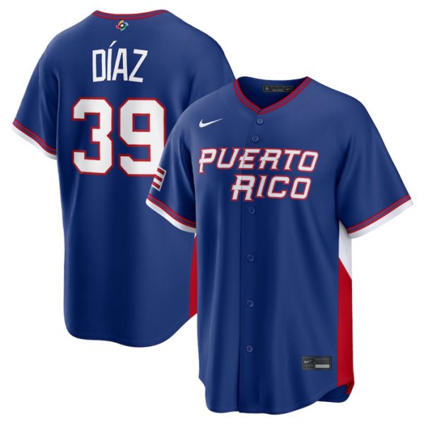 Puerto Rico #39 Edwin D¨ªaz Blue 2026 World Classic Road Stadium Stitched Jersey