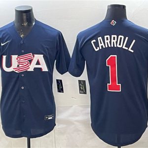 USA #1 Corbin Carroll Navy World Classic Stitched Jersey