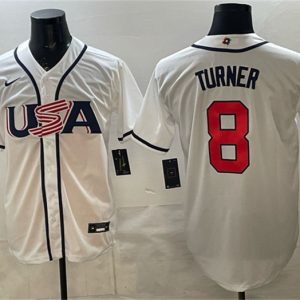 USA #8 Trea Turner White 2026 World Classic Home Stadium Stitched Jersey