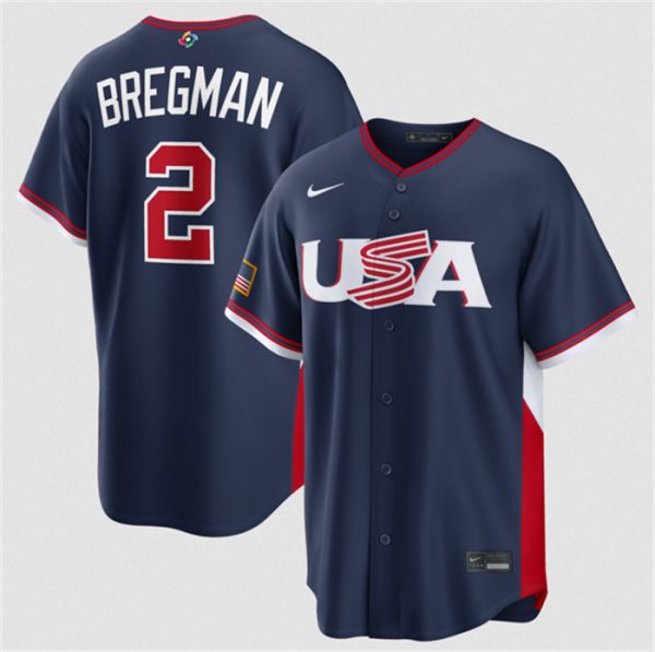 USA #2 Alex Bregman Navy 2026 World Classic Road Stadium Stitched Jersey