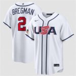 USA #2 Alex Bregman White 2026 World Classic Home Stadium Stitched Jersey
