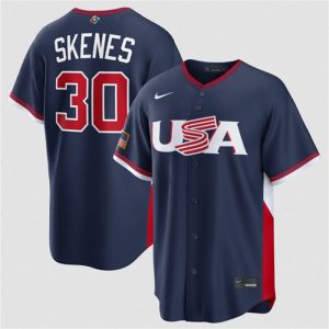 USA #30 Paul Skenes Navy 2026 World Classic Road Stadium Stitched Jersey