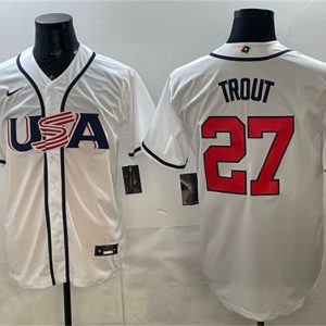USA #27 Mike Trout White 2026 World Classic Home Stadium Stitched Jersey