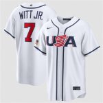 USA #7 Bobby Witt Jr. White 2026 World Classic Home Stadium Stitched Jersey