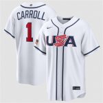 USA #1 Corbin Carroll White 2026 World Classic Home Stadium Stitched Jersey