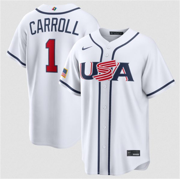 USA #1 Corbin Carroll White 2026 World Classic Home Stadium Stitched Jersey