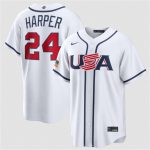 USA #24 Bryce Harper White 2026 World Classic Home Stadium Stitched Jersey