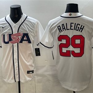 USA #29 Cal Raleigh White 2026 World Classic Home Stadium Stitched Jersey