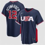 USA #12 Kyle Schwarber Navy 2026 World Classic Road Stadium Stitched Jersey