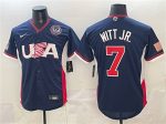 USA #7 Bobby Witt Jr. Navy 2026 World Classic United States 250th Anniversary Patch Road Stadium Stitched Jersey