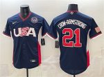 USA #21 Crow-Armstrong Navy 2026 World Classic United States 250th Anniversary Patch Road Stadium Stitched Jersey