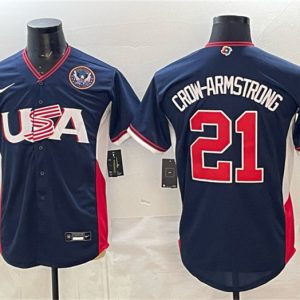 USA #21 Crow-Armstrong Navy 2026 World Classic United States 250th Anniversary Patch Road Stadium Stitched Jersey