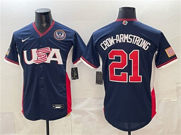 USA #21 Crow-Armstrong Navy 2026 World Classic United States 250th Anniversary Patch Road Stadium Stitched Jersey