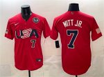 USA #7 Bobby Witt Jr. Red 2026 World Classic United States 250th Anniversary Patch Stadium Stitched Jersey
