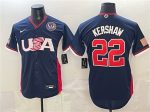 USA #22 Clayton Kershaw Navy 2026 World Classic United States 250th Anniversary Patch Road Stadium Stitched Jersey